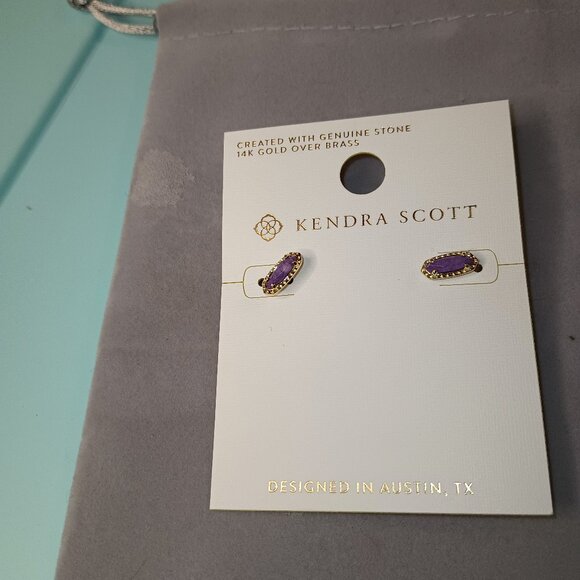 NEW Kendra Scott Emma Stud Earrings - Sunset Purple Magnesite - Picture 2 of 5